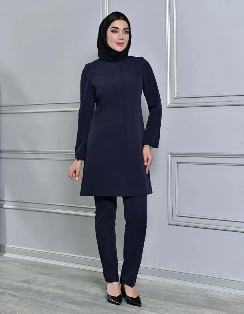 مانتو شلوار اداری یقه گرد پارچه فیونا کد681